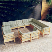 Loungeset 12-delig grenenhout crème