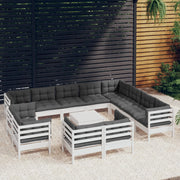 Loungeset 13-delig massief grenenhout wit