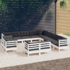 3-Delige Loungeset Met Kussens Massief Grenenhout Wit