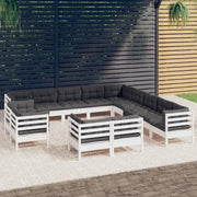 Loungeset 13-delig massief grenenhout wit
