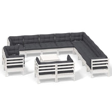4-Delige Loungeset Met Kussens Massief Grenenhout Wit