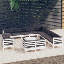 4-Delige Loungeset Met Kussens Massief Grenenhout Wit