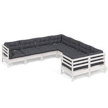 8-Delige Loungeset Met Kussens Massief Grenenhout Wit