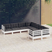 Loungeset 8-delig massief grenenhout wit