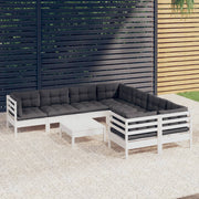 Loungeset 9-delig grenenhout wit