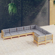 Loungeset 9-delig grenenhout grijs