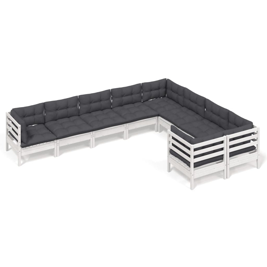 9-Delige Loungeset Met Kussens Grenenhout Wit