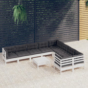 Loungeset 10-delig grenenhout wit