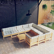 Loungeset 11-delig grenenhout crème