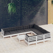 Loungeset 11-delig grenenhout wit