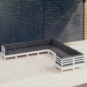 Loungeset 10-delig grenenhout wit