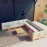 Loungeset 11-delig grenenhout crème