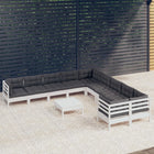 11-Delige Loungeset Met Kussens Grenenhout Wit