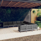 -Delige Loungeset Met Kussens Grenenhout Grijs