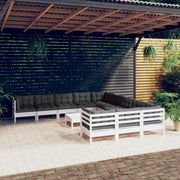 Loungeset 12-delig massief grenenhout wit
