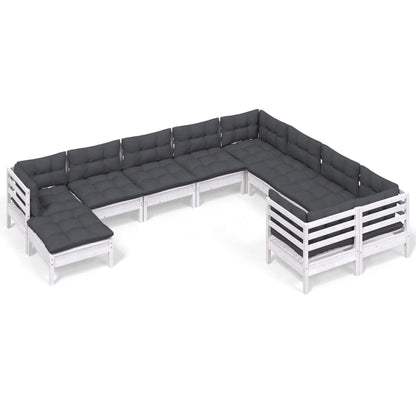 0-Delige Loungeset Met Kussens Grenenhout Wit