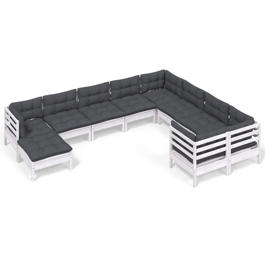 0-Delige Loungeset Met Kussens Grenenhout Wit