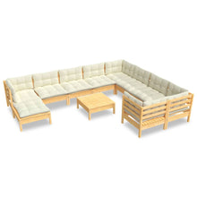 -Delige Loungeset Met Kleurige Kussens Grenenhout Bruin en crème