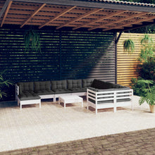 -Delige Loungeset Met Kussens Grenenhout Wit