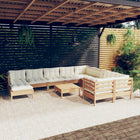 -Delige Loungeset Met Kussens Grenenhout Honingbruin