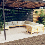 Loungeset 11-delig grenenhout crème