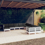 Loungeset 11-delig grenenhout wit