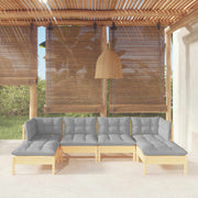 Loungeset 6-delig grenenhout grijs