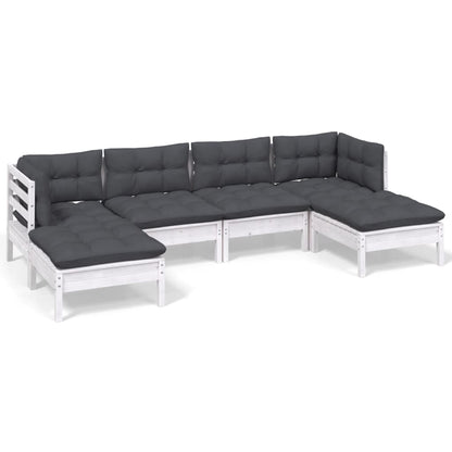 -Delige Loungeset Met Kussens Grenenhout Wit