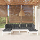 -Delige Loungeset Met Kussens Grenenhout Wit