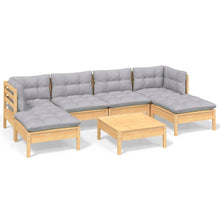 -Delige Loungeset Met Grijze Kussens Grenenhout Bruin en grijs