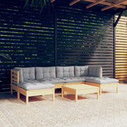 Loungeset 7-delig grenenhout grijs