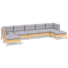 -Delige Loungeset Met Grijze Kussens Grenenhout Bruin en grijs