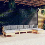 Loungeset 7-delig grenenhout grijs