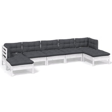 -Delige Loungeset Met Kussens Grenenhout Wit