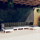 -Delige Loungeset Met Kussens Grenenhout Wit