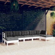 Loungeset 7-delig grenenhout wit