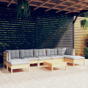 Loungeset 8-delig grenenhout grijs