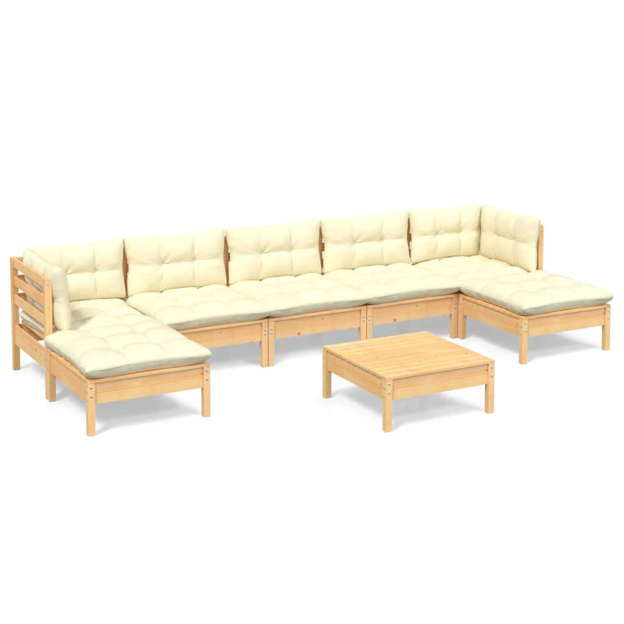 -Delige Loungeset Met Kleurige Kussens Grenenhout Bruin en crème
