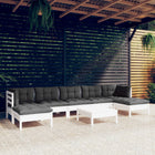 -Delige Loungeset Met Kussens Grenenhout Wit