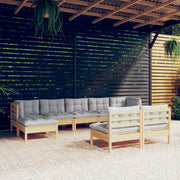 Loungeset 9-delig grenenhout grijs