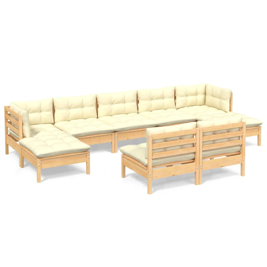 -Delige Loungeset Met Kleurige Kussens Grenenhout Bruin en crème
