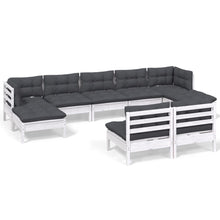 -Delige Loungeset Met Kussens Grenenhout Wit