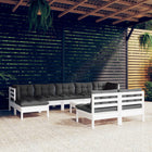 -Delige Loungeset Met Kussens Grenenhout Wit