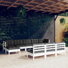 -Delige Loungeset Met Kussens Grenenhout Wit