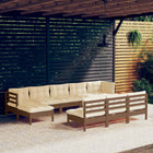 -Delige Loungeset Met Kussens Grenenhout Honingbruin