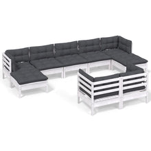9-Delige Loungeset Met Kussens Massief Grenenhout Wit