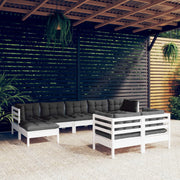Loungeset 9-delig massief grenenhout wit