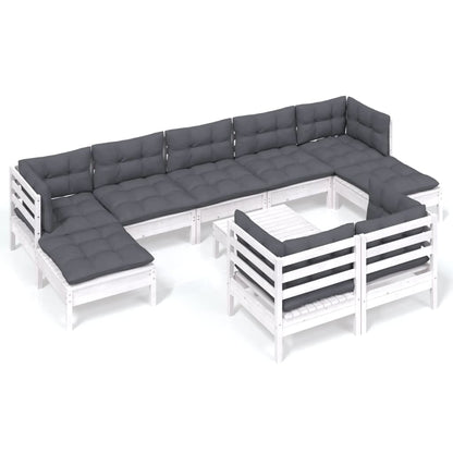 0-Delige Loungeset Met Kussens Massief Grenenhout Wit