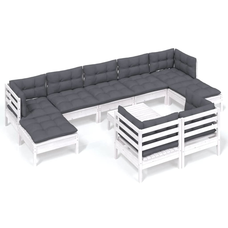0-Delige Loungeset Met Kussens Massief Grenenhout Wit