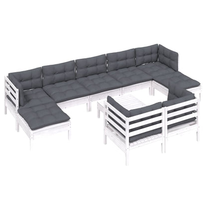 0-Delige Loungeset Met Kussens Massief Grenenhout Wit